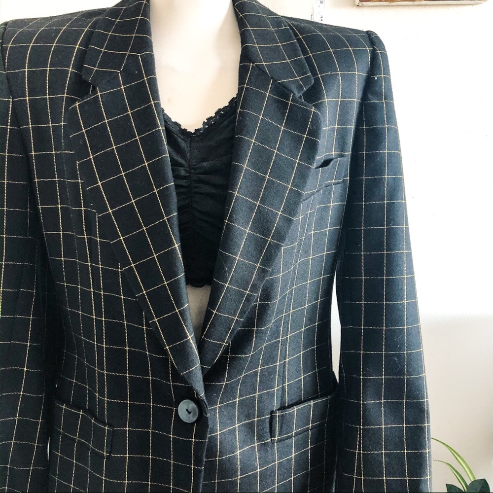 Vintage Black Windowpane Blazer